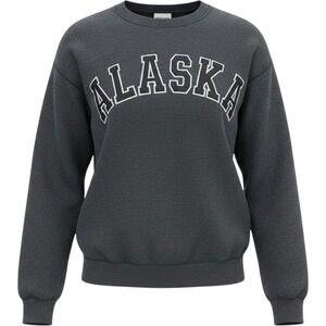 Crazy Apparel Unisex Alaska Graphic Crewneck Sweatshirt Gray Small Casual